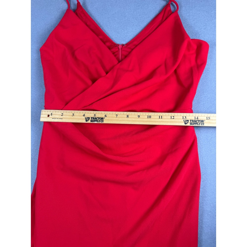 Betsey Johnson Red Wrap V-Neck Spaghetti Strap Midi Cocktail Dress Women 10 - Picture 5 of 7